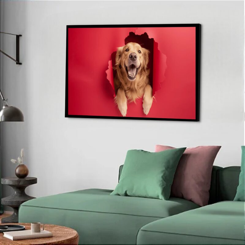 Quadro Decorativo Cachorro Papel Rasgado - 50x70 cm