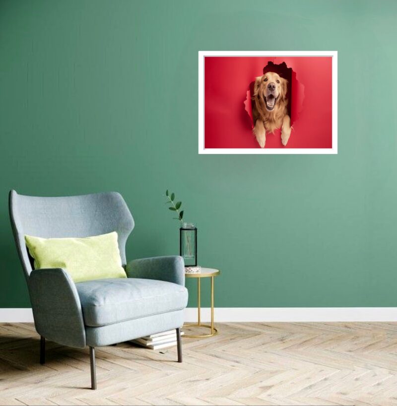 Quadro Decorativo Cachorro Papel Rasgado - 50x70 cm