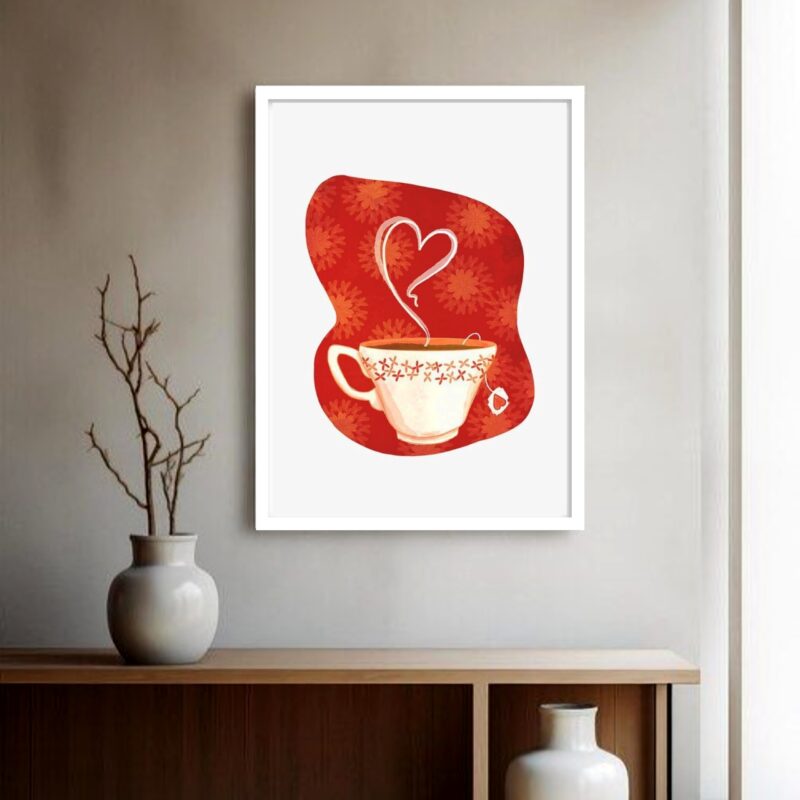 Quadro Decorativo Café Coração - 70x50 cm
