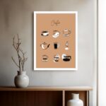Quadro Decorativo Café Desenhos Marrom - 70x50 cm