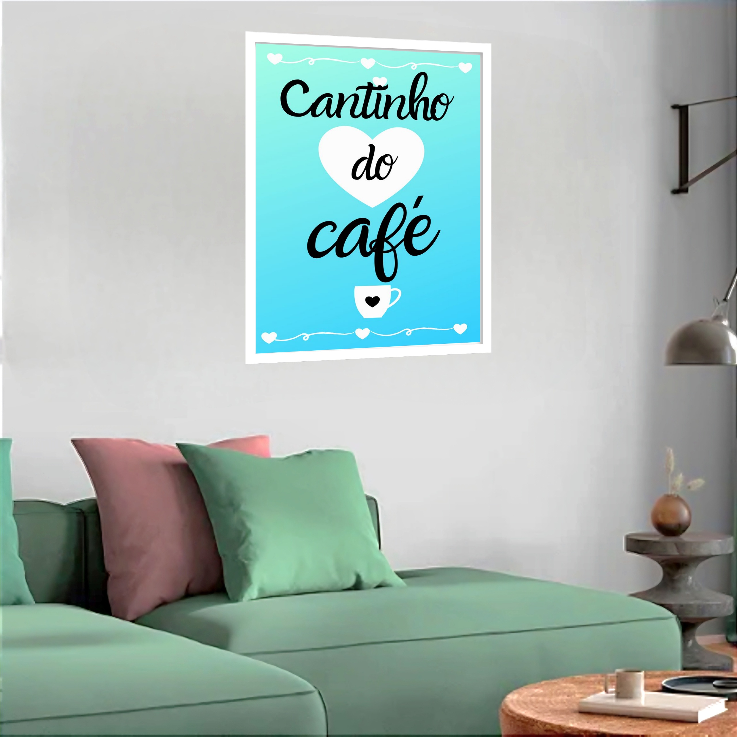 Quadro Decorativo Cantinho Café Azul - 70x50 cm