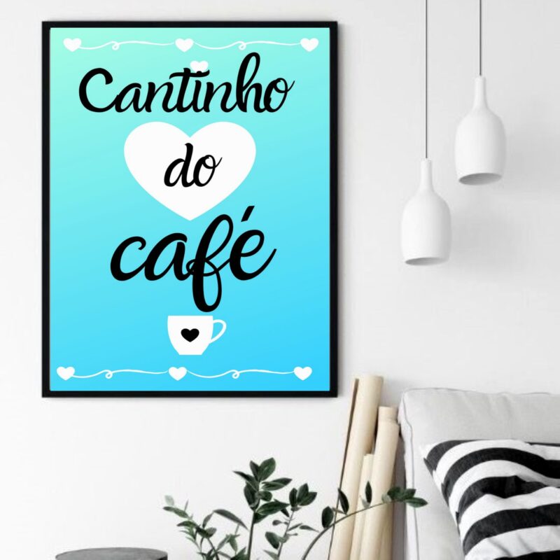 Quadro Decorativo Cantinho Café Azul - 70x50 cm