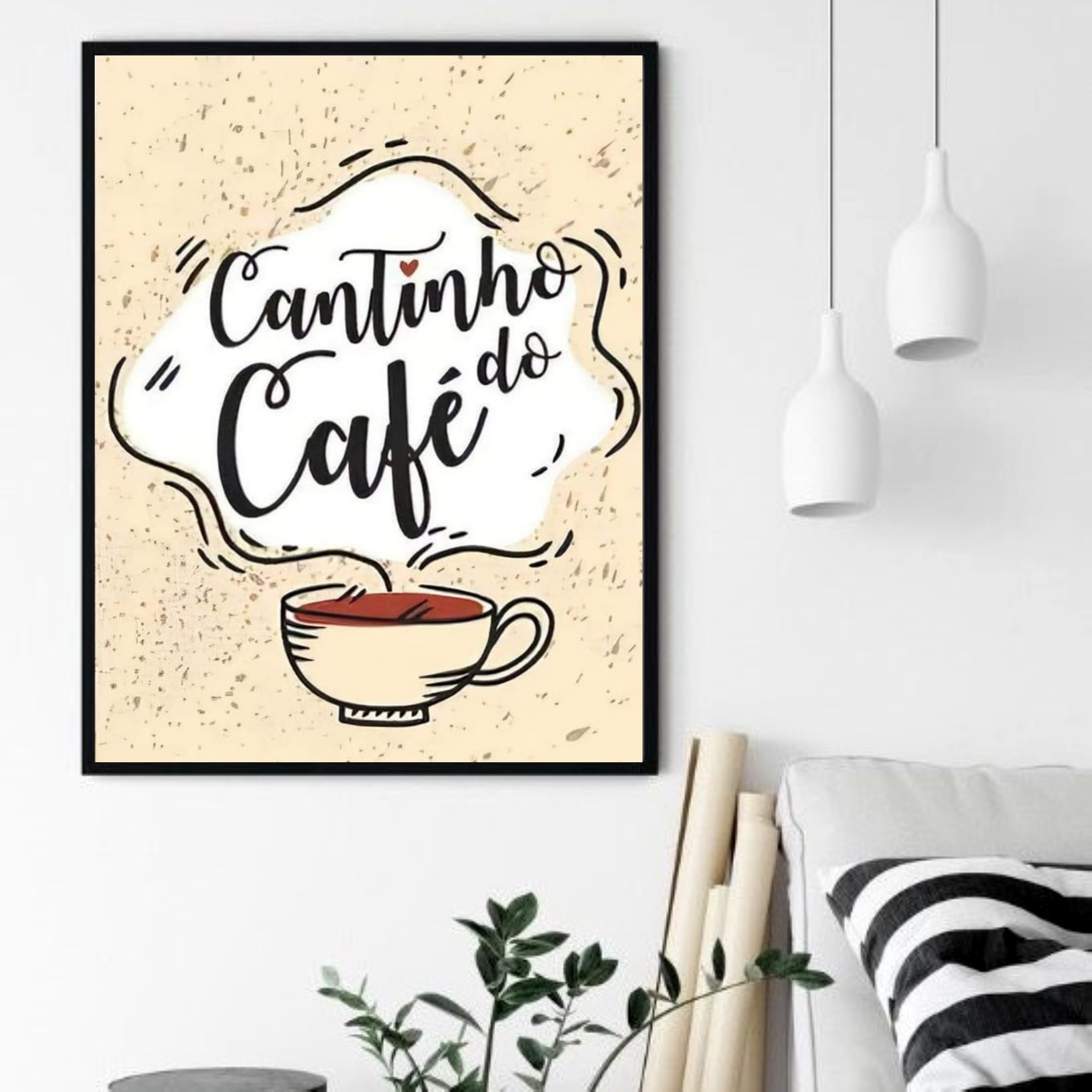 Quadro Decorativo Cantinho Café Bege - 70x50 cm