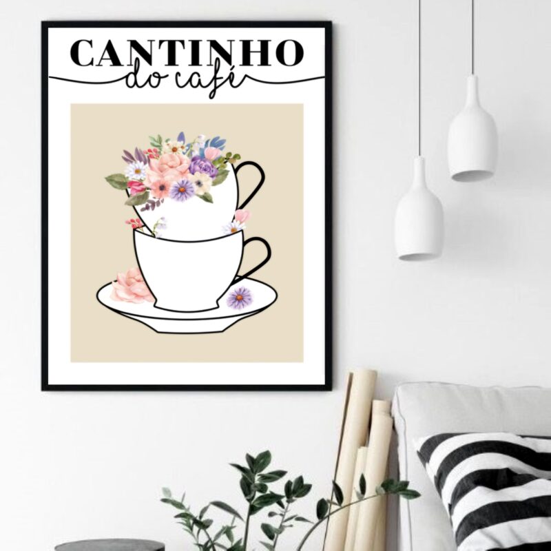 Quadro Decorativo Cantinho Café Flores - 70x50 cm
