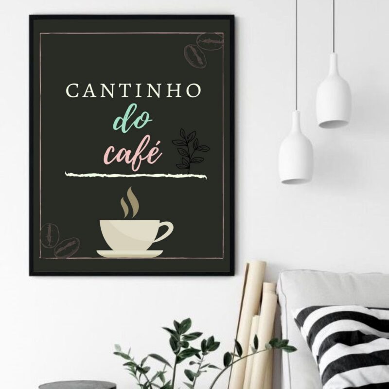 Quadro Decorativo Cantinho Café Preto - 70x50 cm
