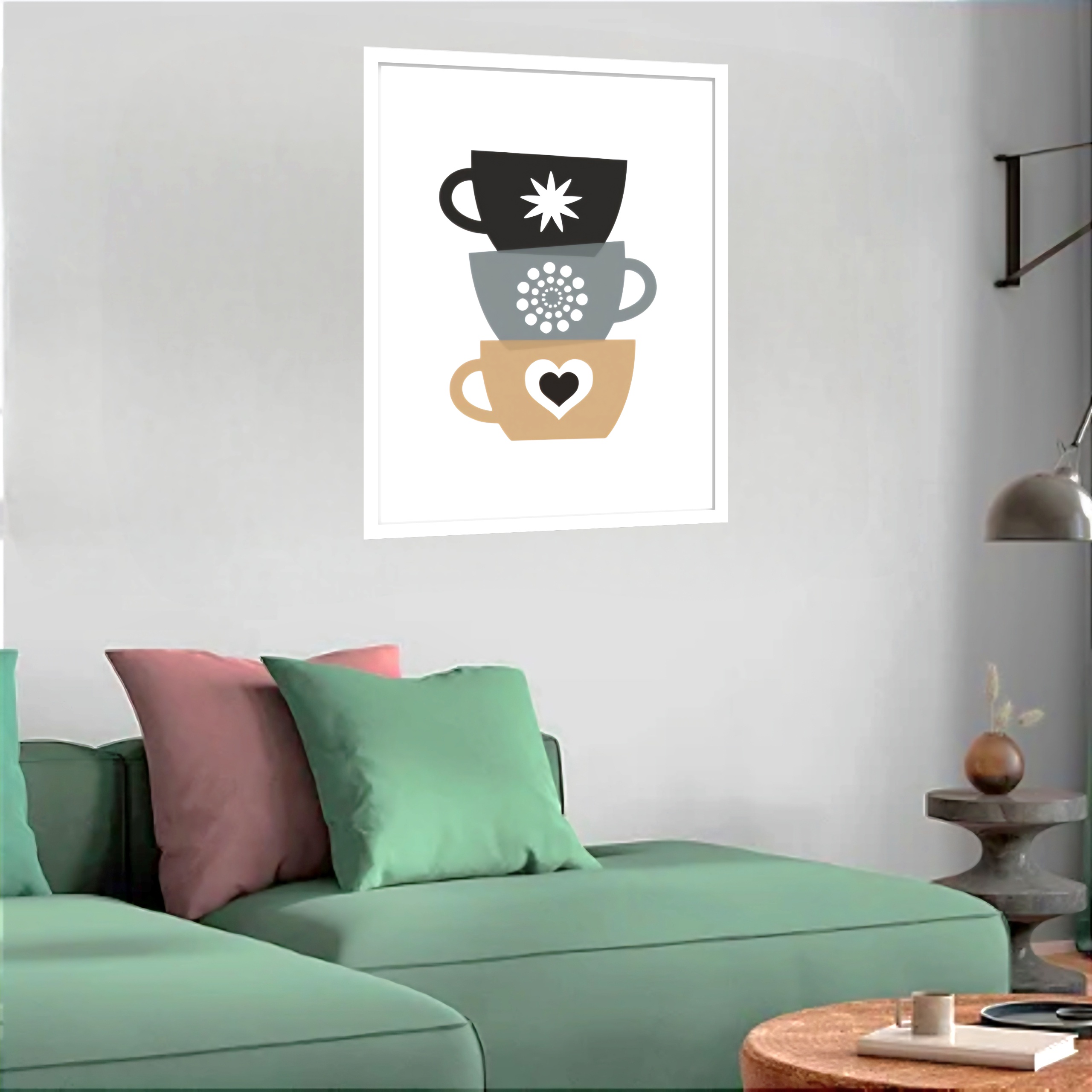 Quadro Decorativo Cantinho Café Xícaras - 70x50 cm