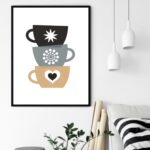Quadro Decorativo Cantinho Café Xícaras - 70x50 cm