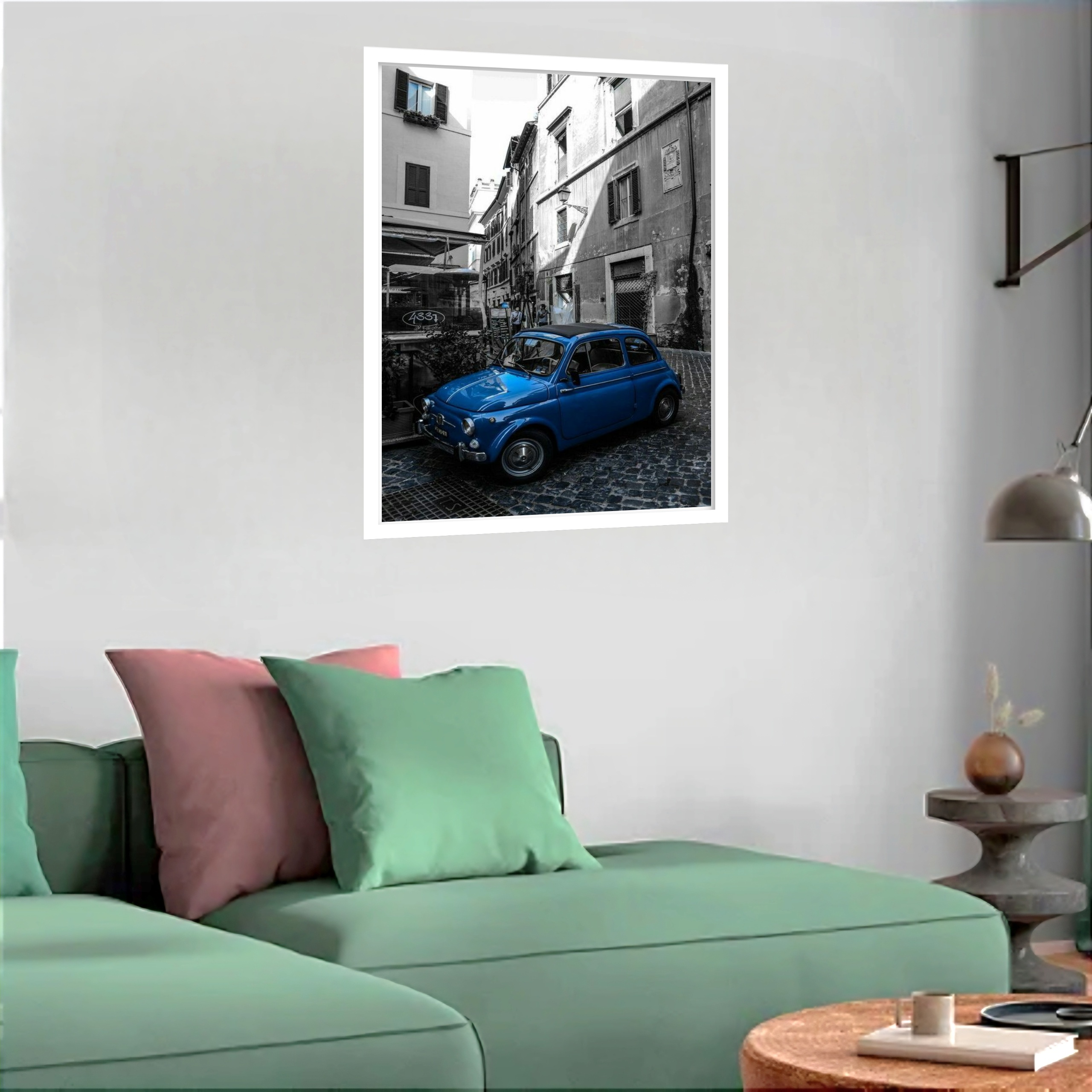 Quadro Decorativo Carro Azul - 70x50 cm