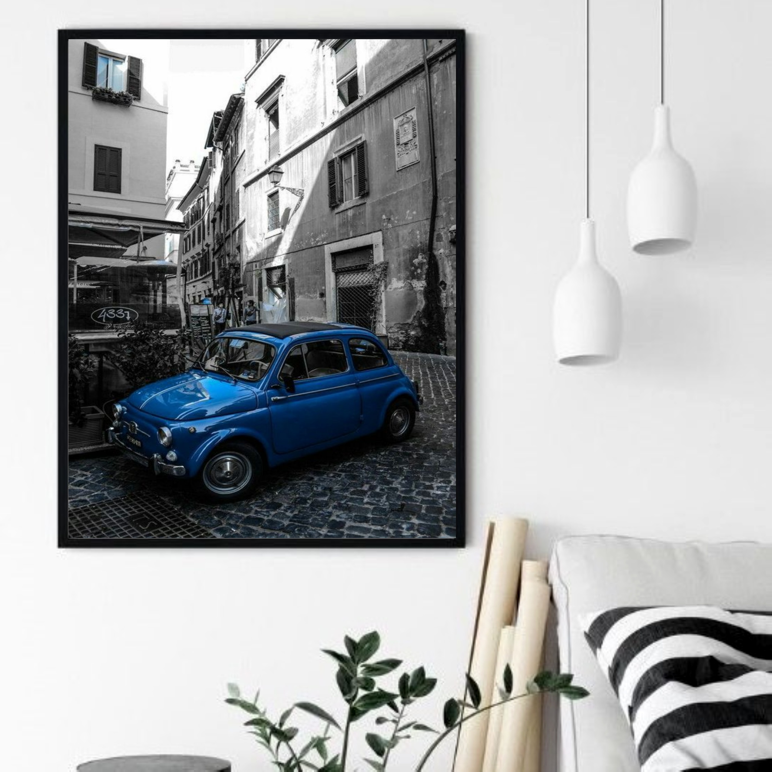Quadro Decorativo Carro Azul - 70x50 cm