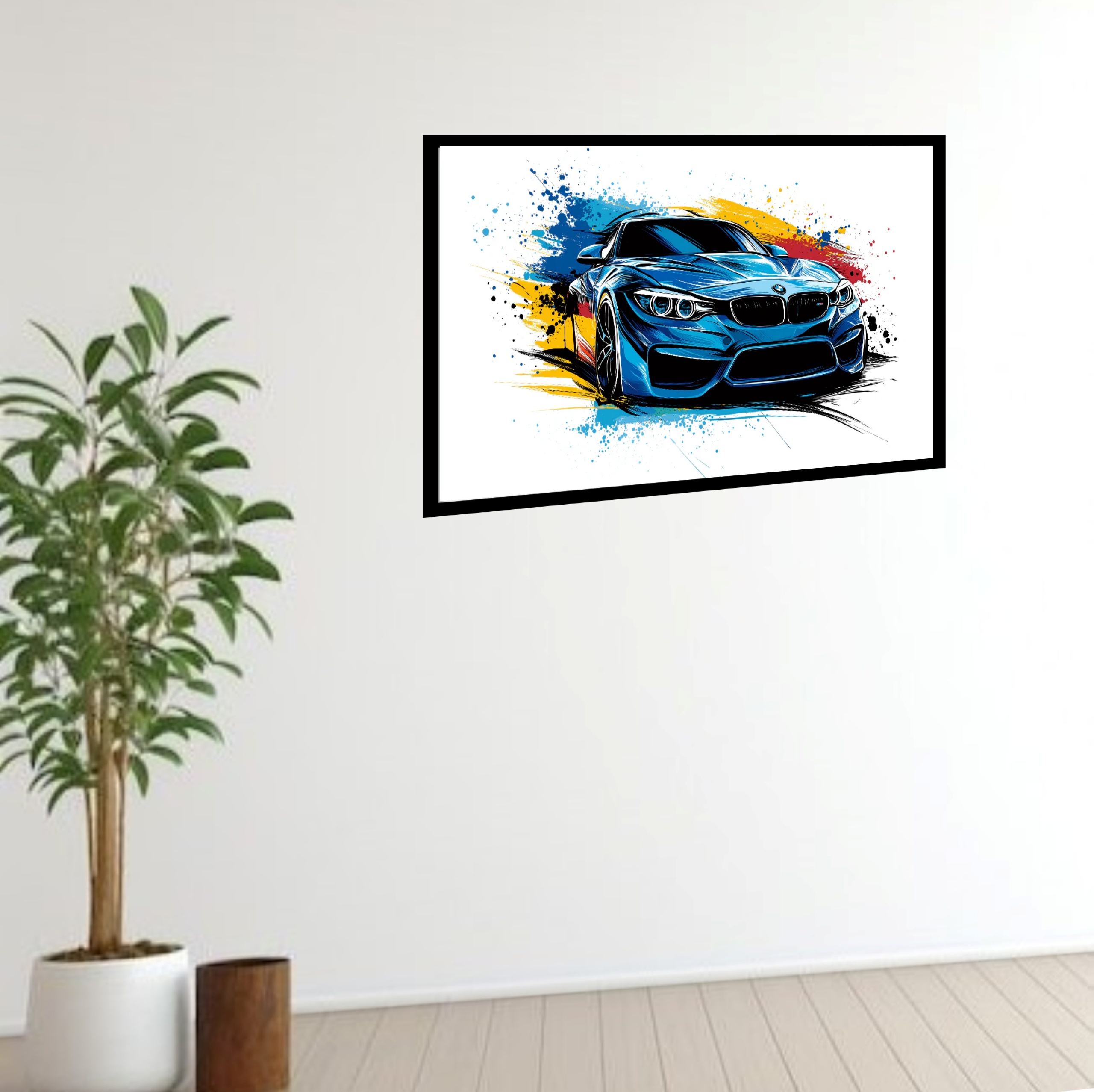 Quadro Decorativo Carro Esportivo Aquarela - 50x70 cm