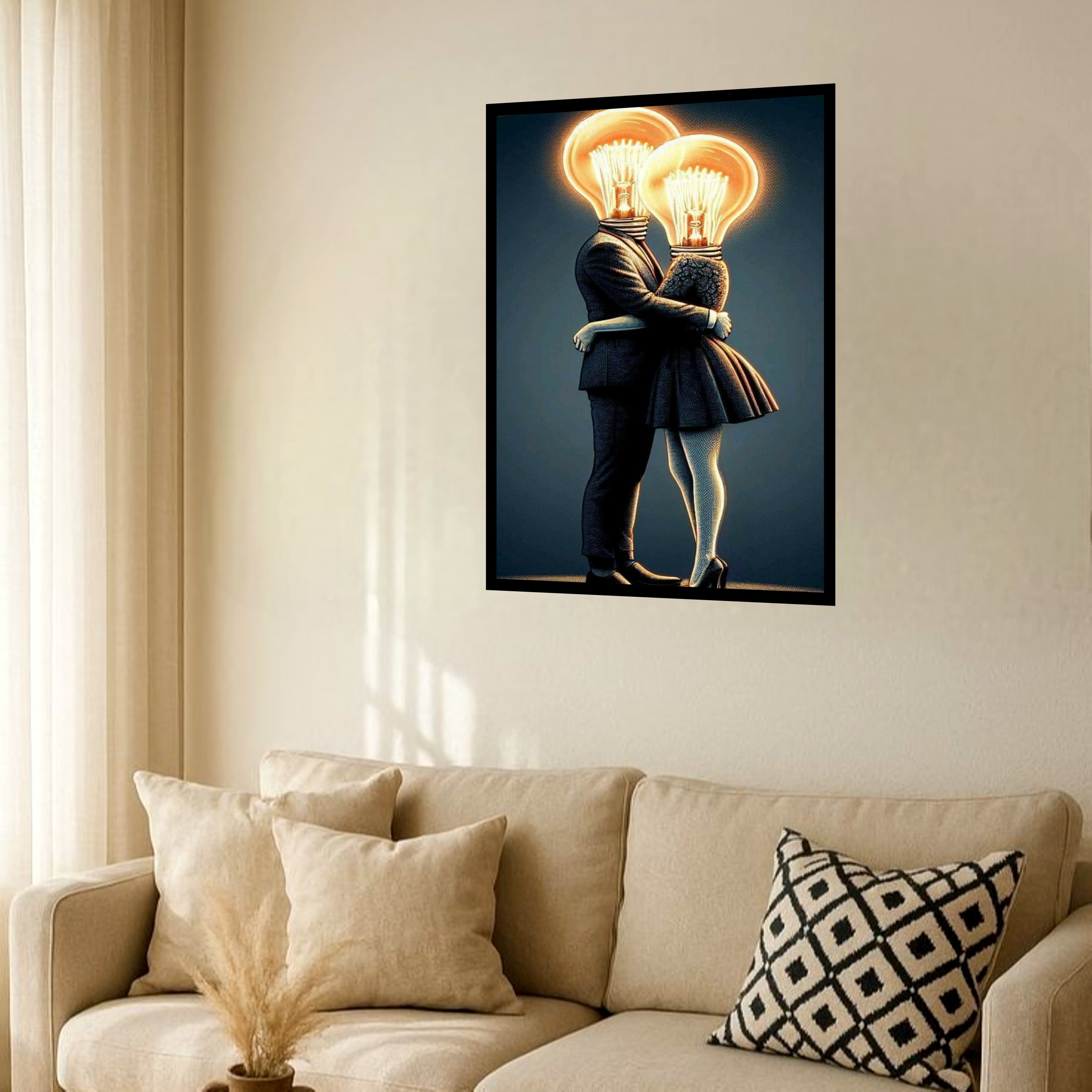 Quadro Decorativo Casal Cabeça Luz - 70x50 cm