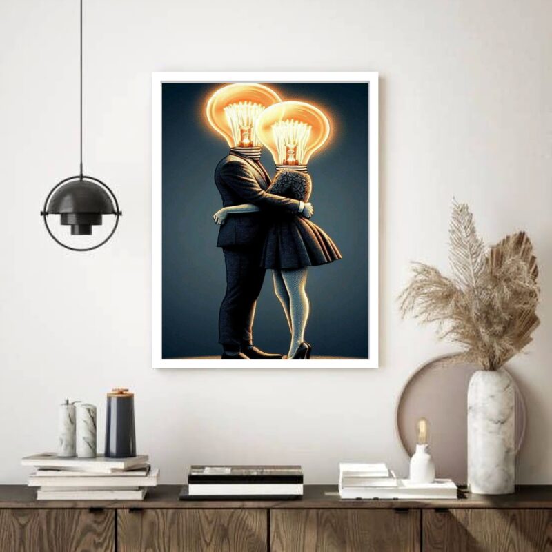 Quadro Decorativo Casal Cabeça Luz - 70x50 cm