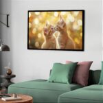 Quadro Decorativo Casal Gatinhos Bege - 50x70 cm