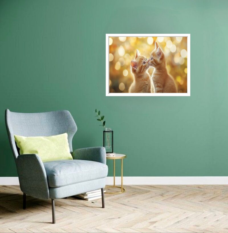 Quadro Decorativo Casal Gatinhos Bege - 50x70 cm
