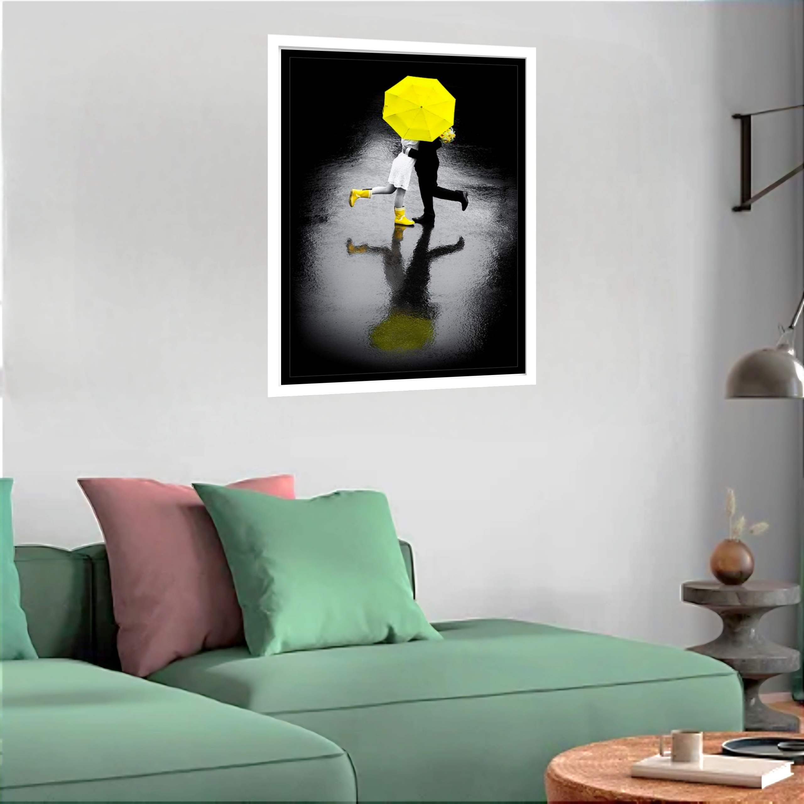 Quadro Decorativo Casal Guarda-Chuva - 70x50 cm