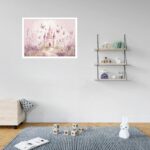 Quadro Decorativo Castelo Borboletas Rosa - 50x70 cm