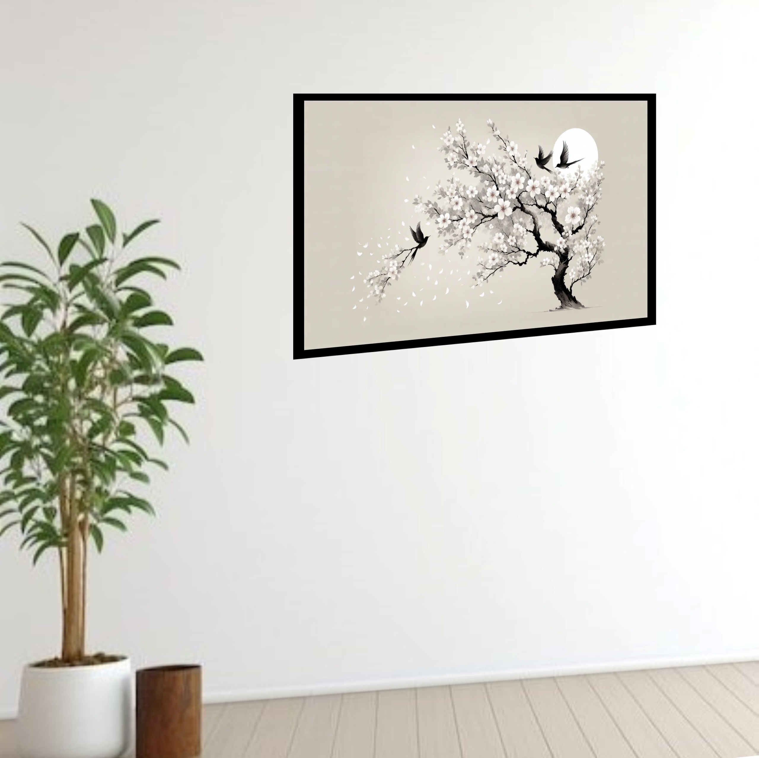 Quadro Decorativo Cerejeira Japonesa Branca - 50x70 cm