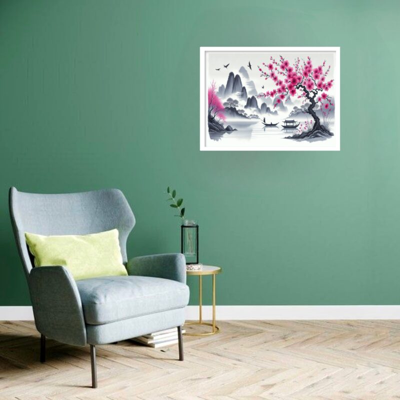Quadro Decorativo Cerejeira Rosa Japonesa - 50x70 cm