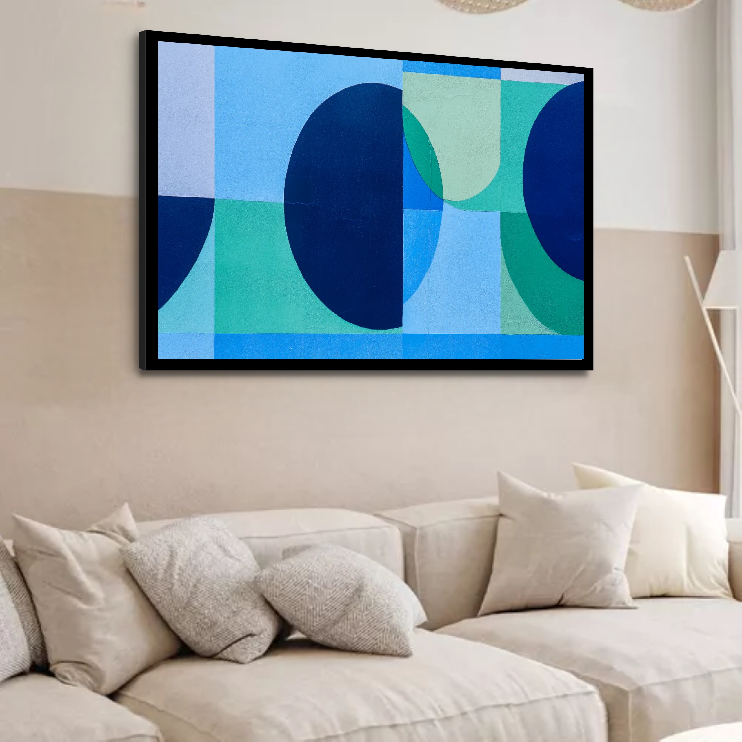 Quadro Decorativo Círculo Azul Geométrico - 50x70 cm