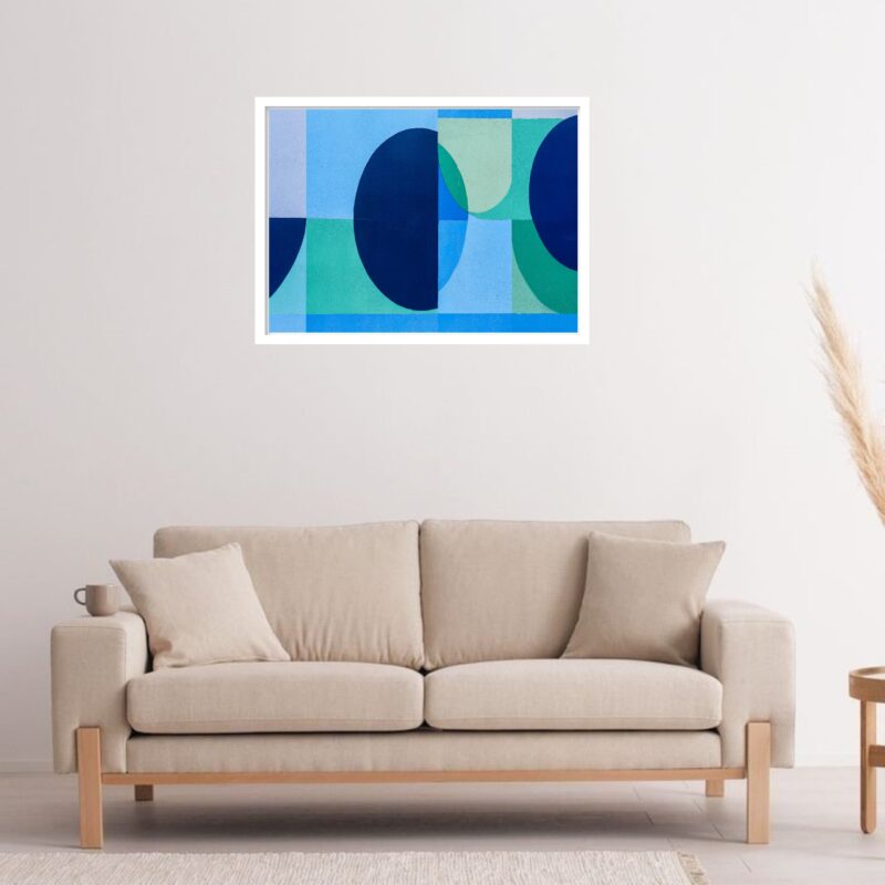 Quadro Decorativo Círculo Azul Geométrico - 50x70 cm