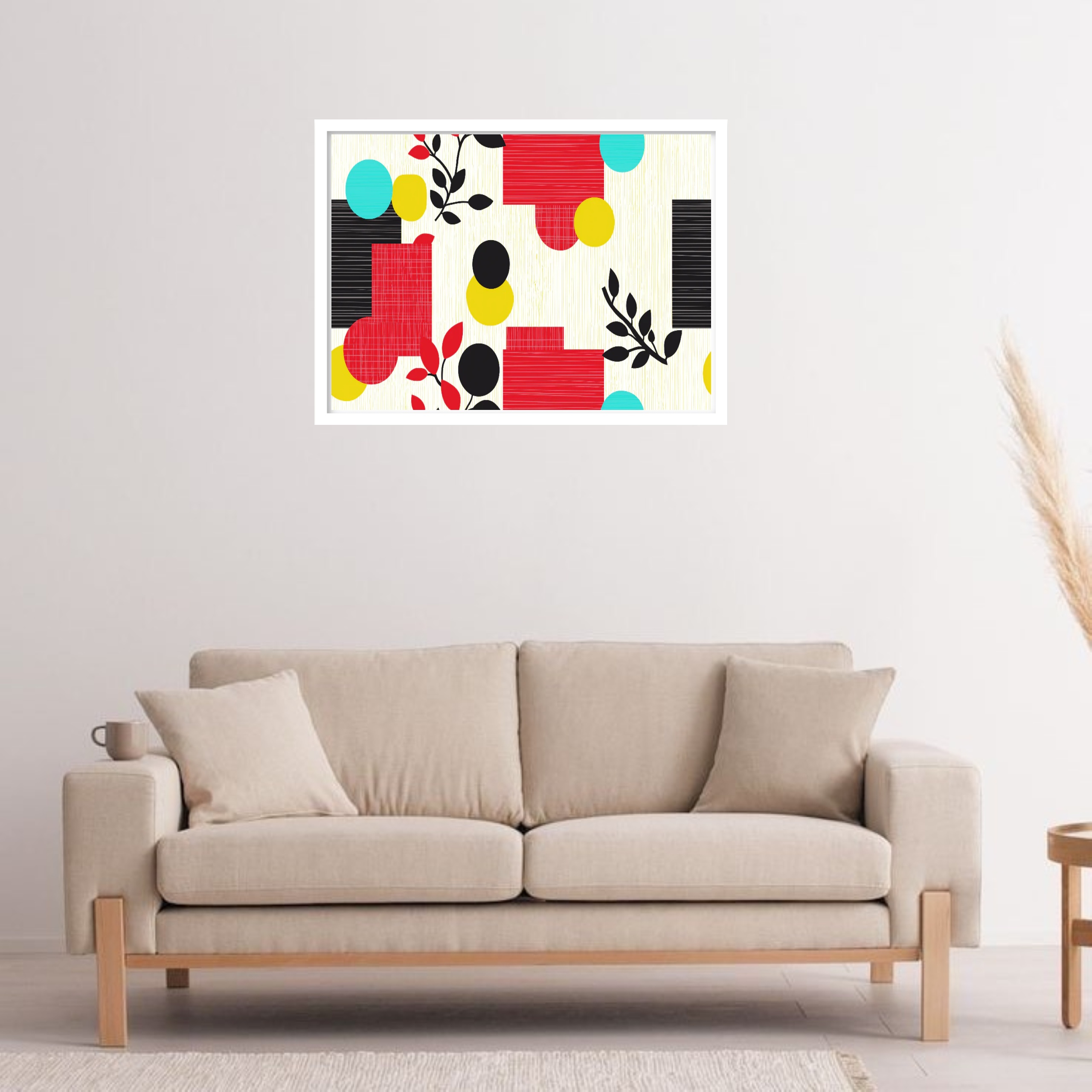 Quadro Decorativo Círculo Folhas Geométrico - 50x70 cm