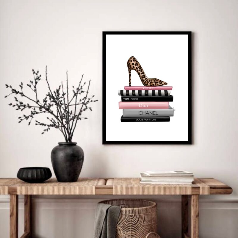 Quadro Decorativo Closet Sapato Livros - 70x50 cm