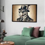 Quadro Decorativo Coelho Chapéu Vintage - 50x70 cm