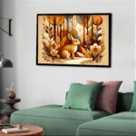 Quadro Decorativo Coelho Floresta Vintage - 50x70 cm
