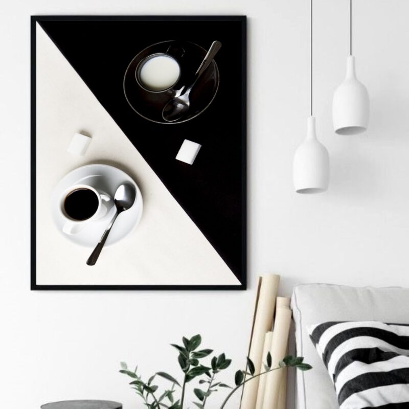 Quadro Decorativo Coffee Black and White - 70x50 cm