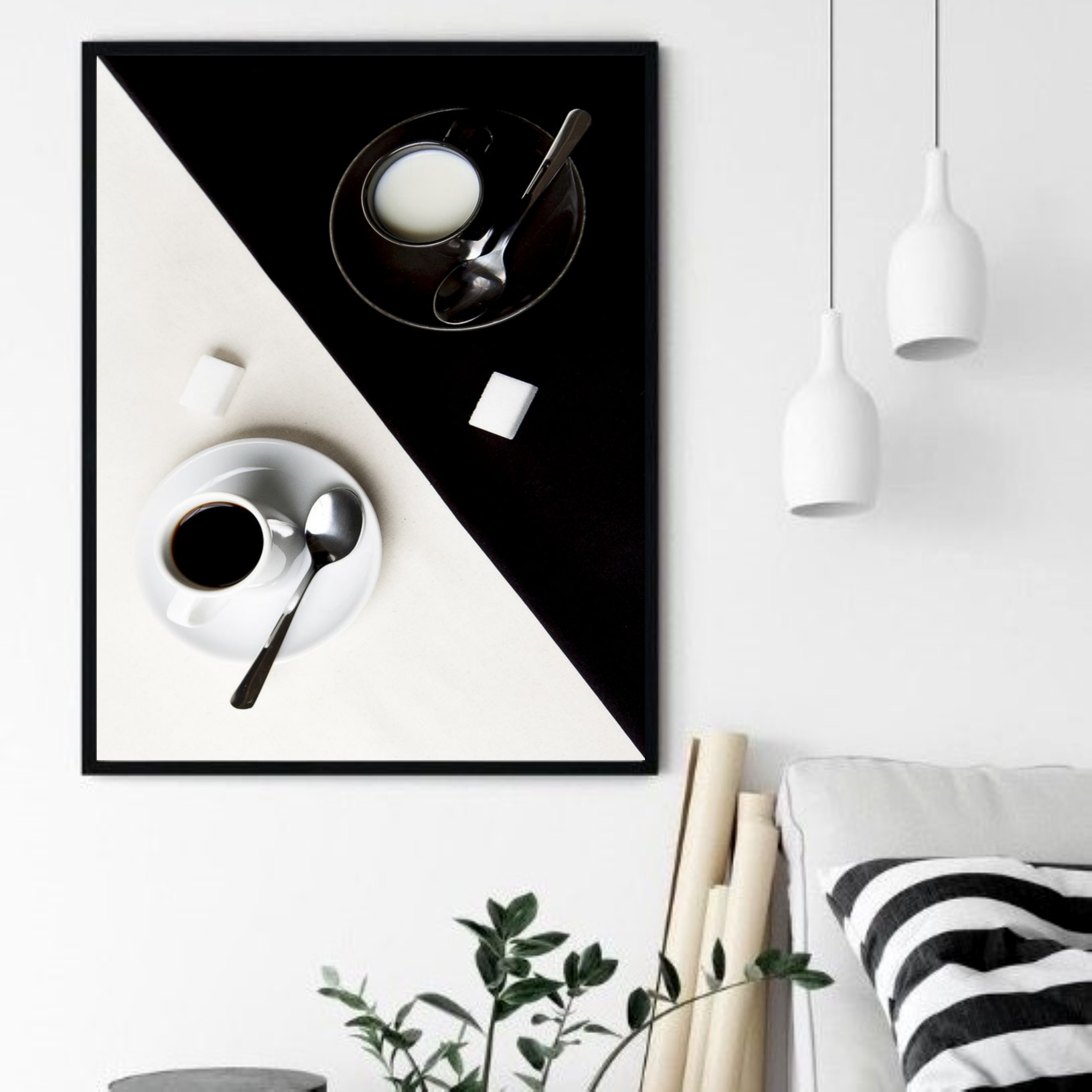 Quadro Decorativo Coffee Black and White - 70x50 cm