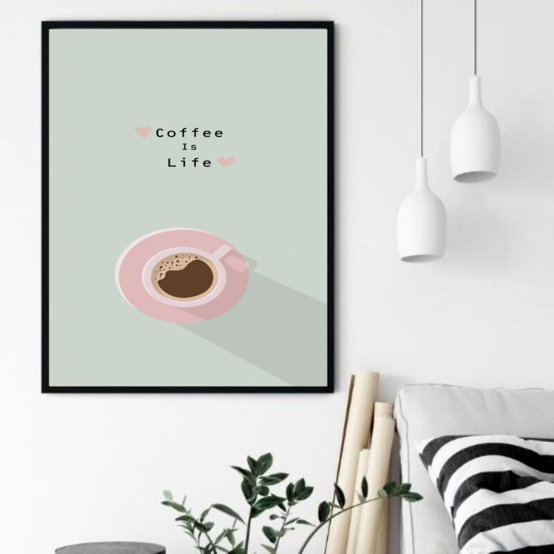 Quadro Decorativo Coffee is Life - 70x50 cm