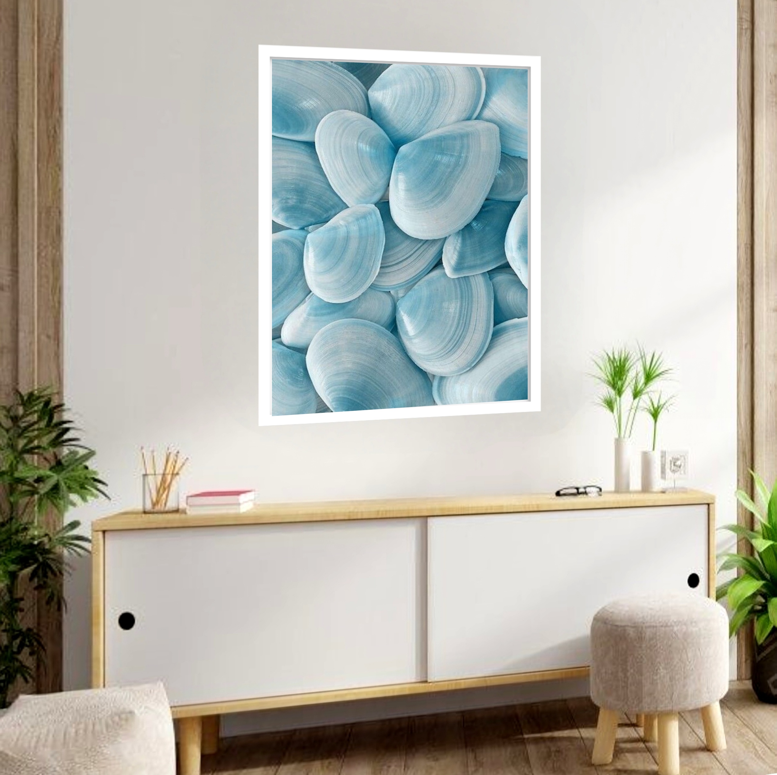 Quadro Decorativo Conchas Azuis - 70x50 cm