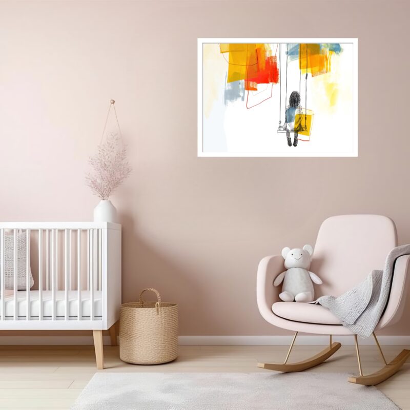 Quadro Decorativo Criança Balanço Abstrato - 50x70 cm