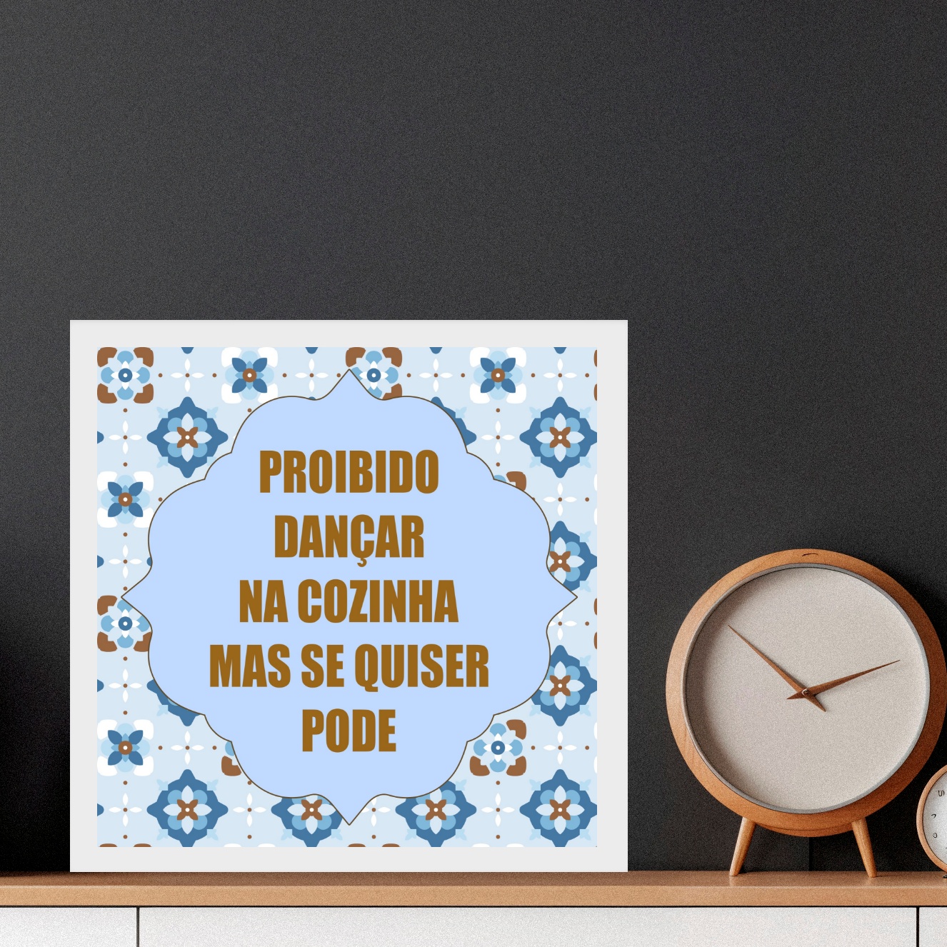 Quadro Decorativo Dançar Na Cozinha- 33x33 Cm b