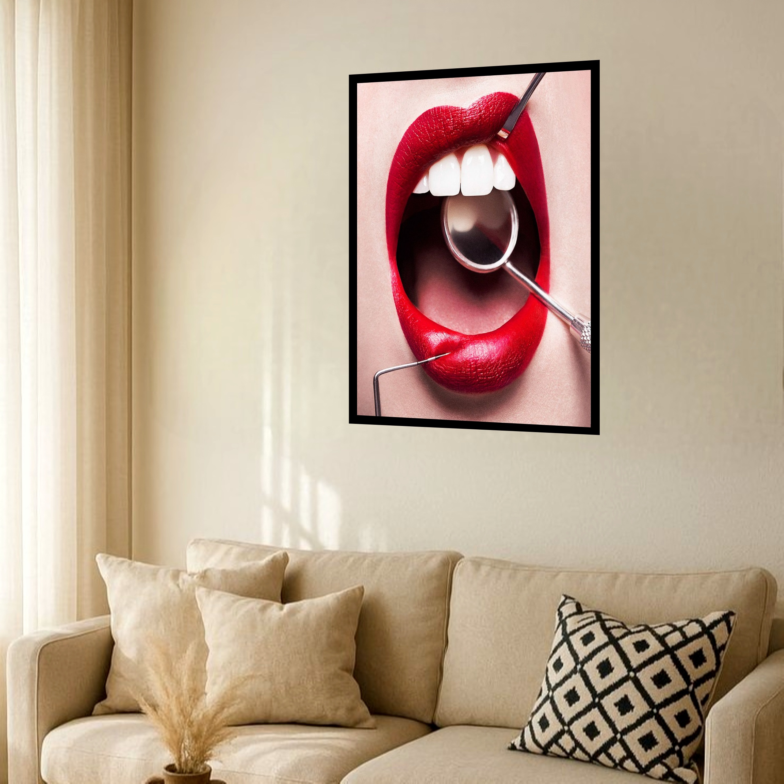 Quadro Decorativo Dentista Boca Instrumentos - 70x50 cm