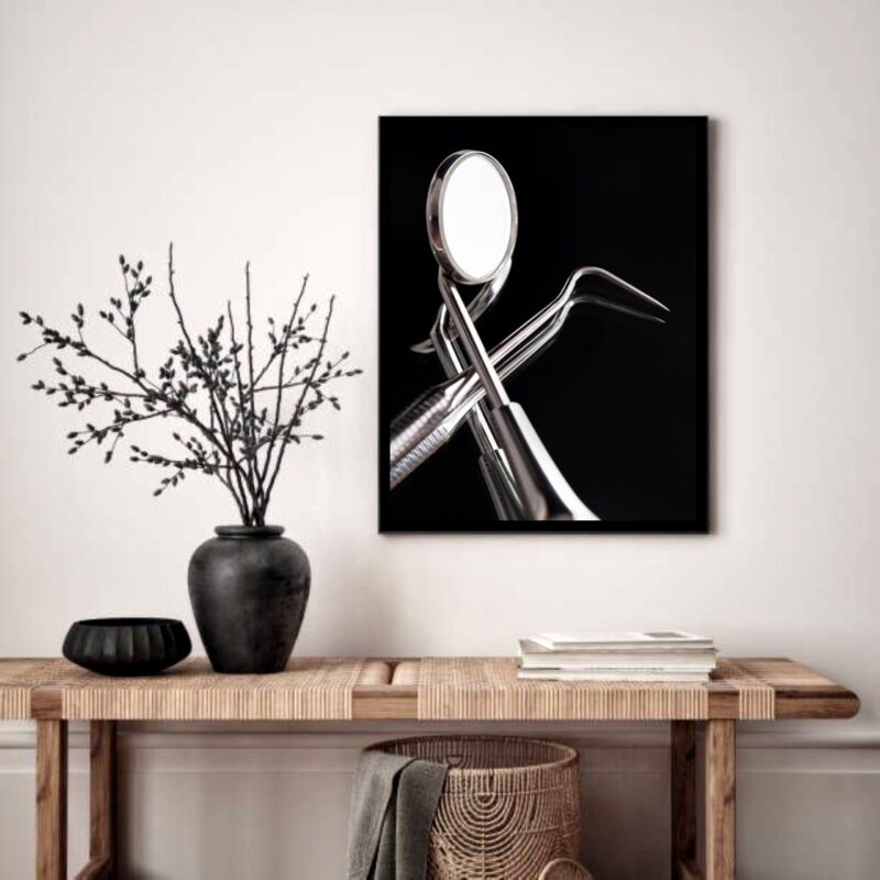 Quadro Decorativo Dentista Instrumentos - 70x50 cm