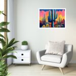 Quadro Decorativo Deserto Cactos Vibrantes - 50x70 cm