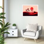 Quadro Decorativo Deserto Palmeiras Vermelho - 50x70 cm