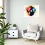 Quadro Decorativo Disco Vinil Aquarela - 50x70 cm