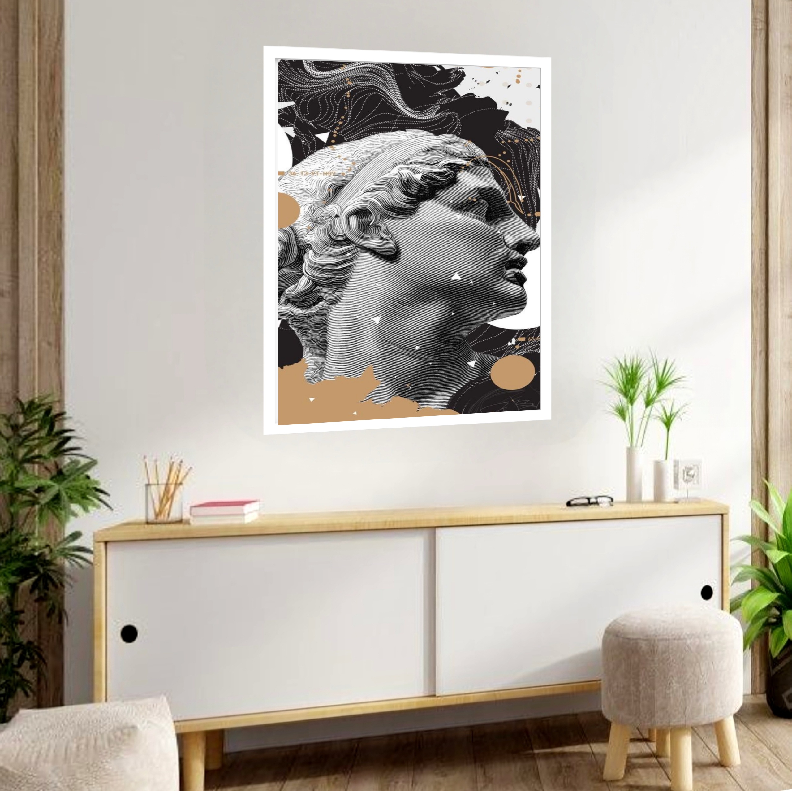 Quadro Decorativo Escultura Davi Formas - 70x50 cm