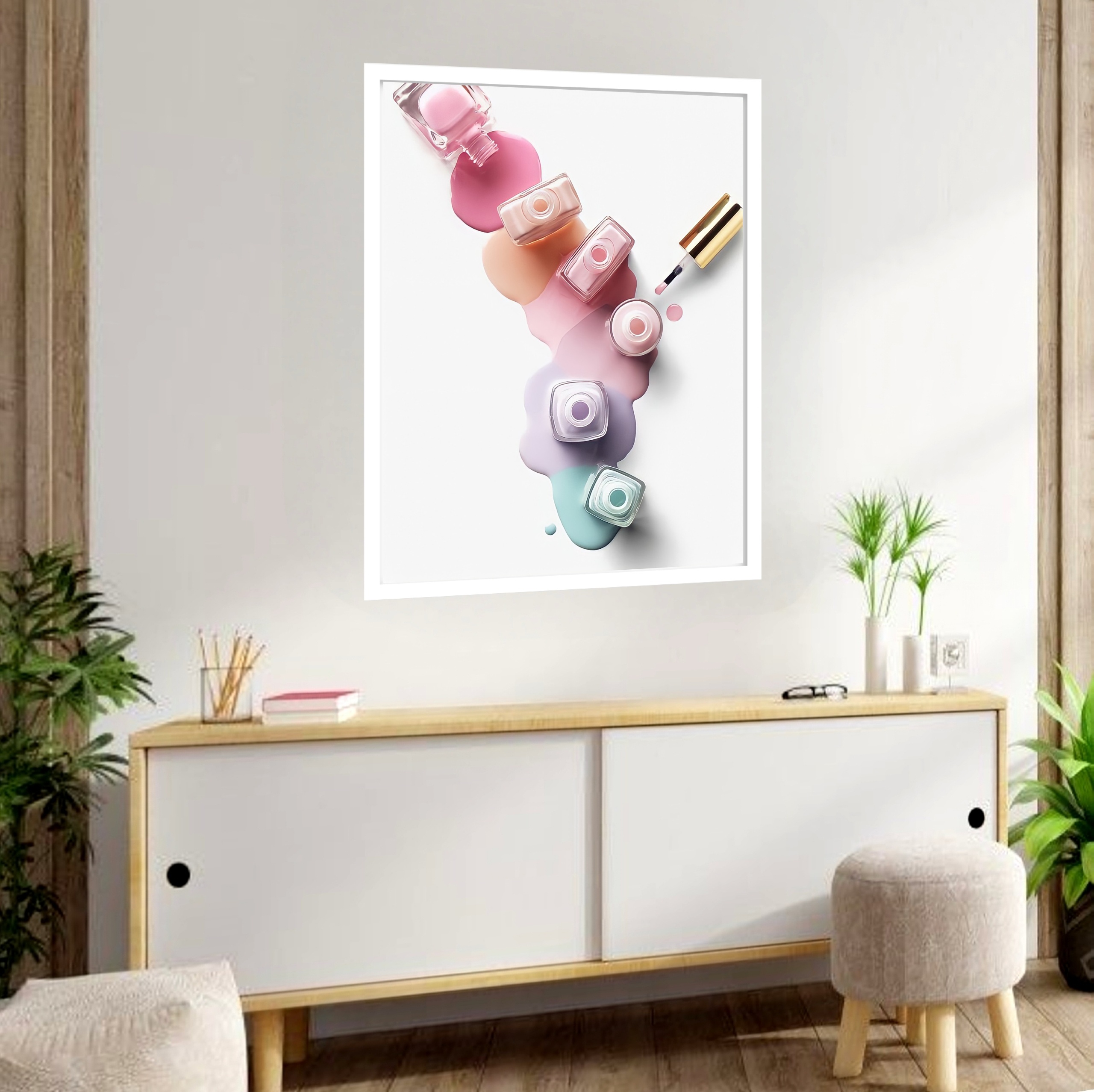 Quadro Decorativo Esmalteria Esmaltes Frascos - 70x50 cm