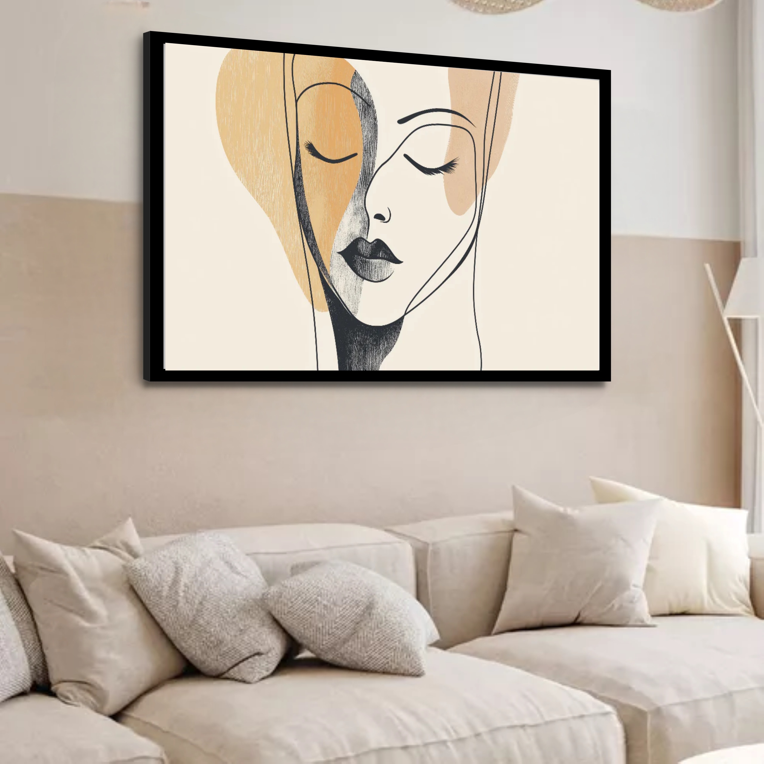 Quadro Decorativo Face Mulher Abstrato - 50x70 cm