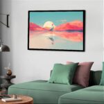 Quadro Decorativo Flamingo Montanhas - 50x70 cm