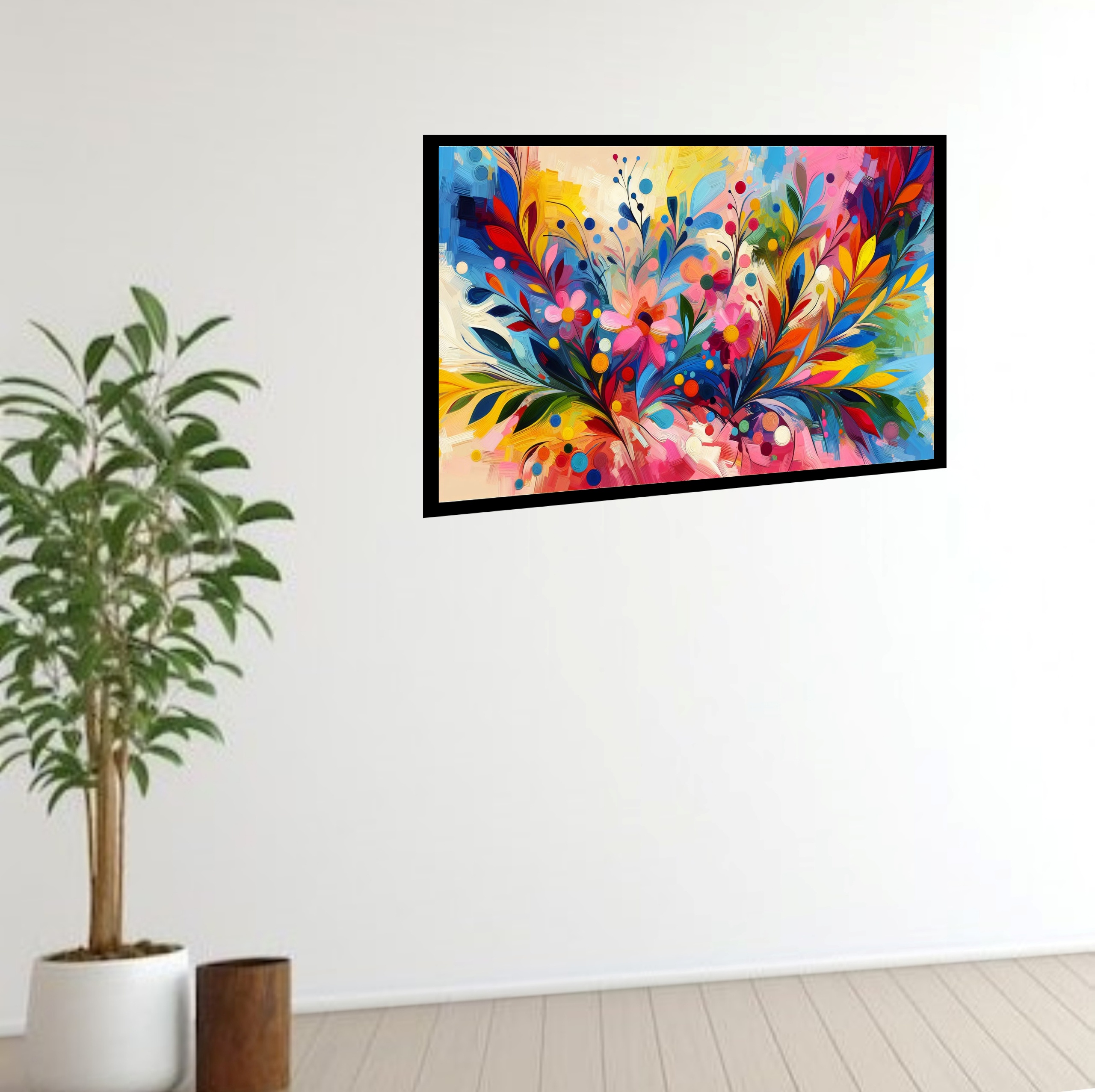 Quadro Decorativo Floral Aquarela - 50x70 cm