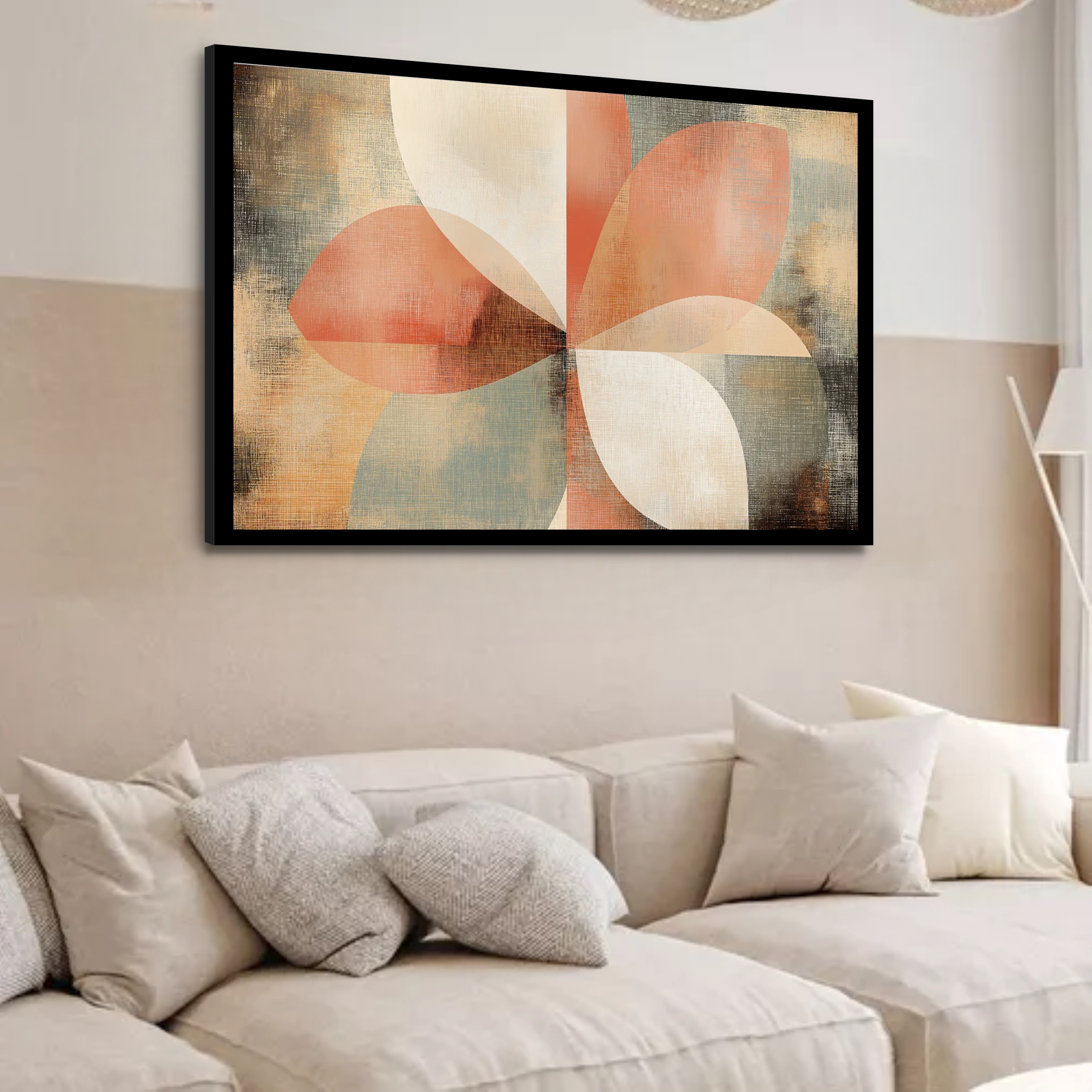 Quadro Decorativo Floral Geométrico Abstrato - 50x70 cm