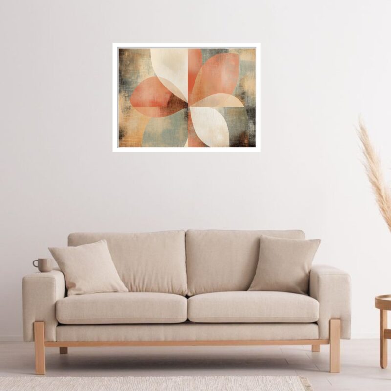 Quadro Decorativo Floral Geométrico Abstrato - 50x70 cm