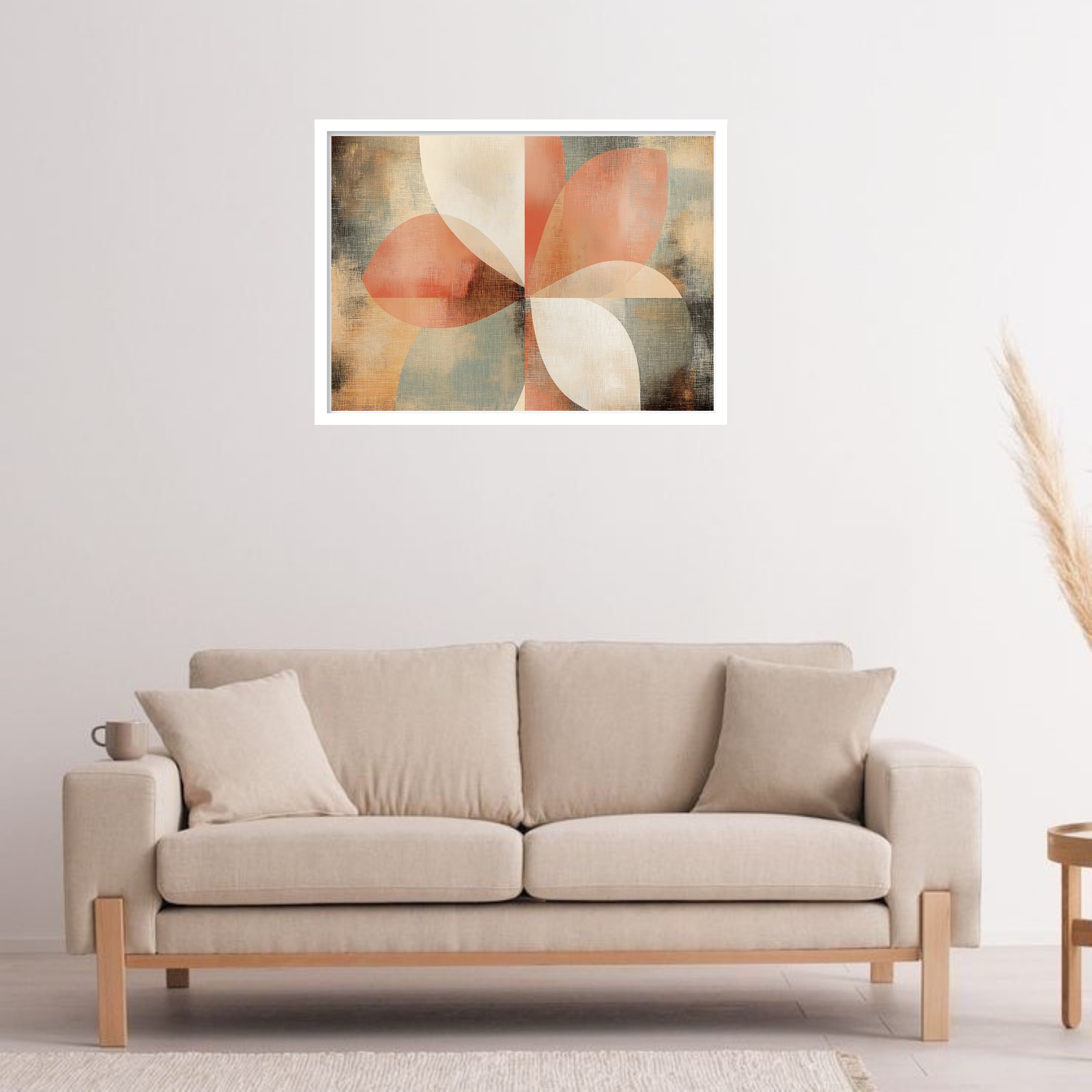 Quadro Decorativo Floral Geométrico Abstrato - 50x70 cm