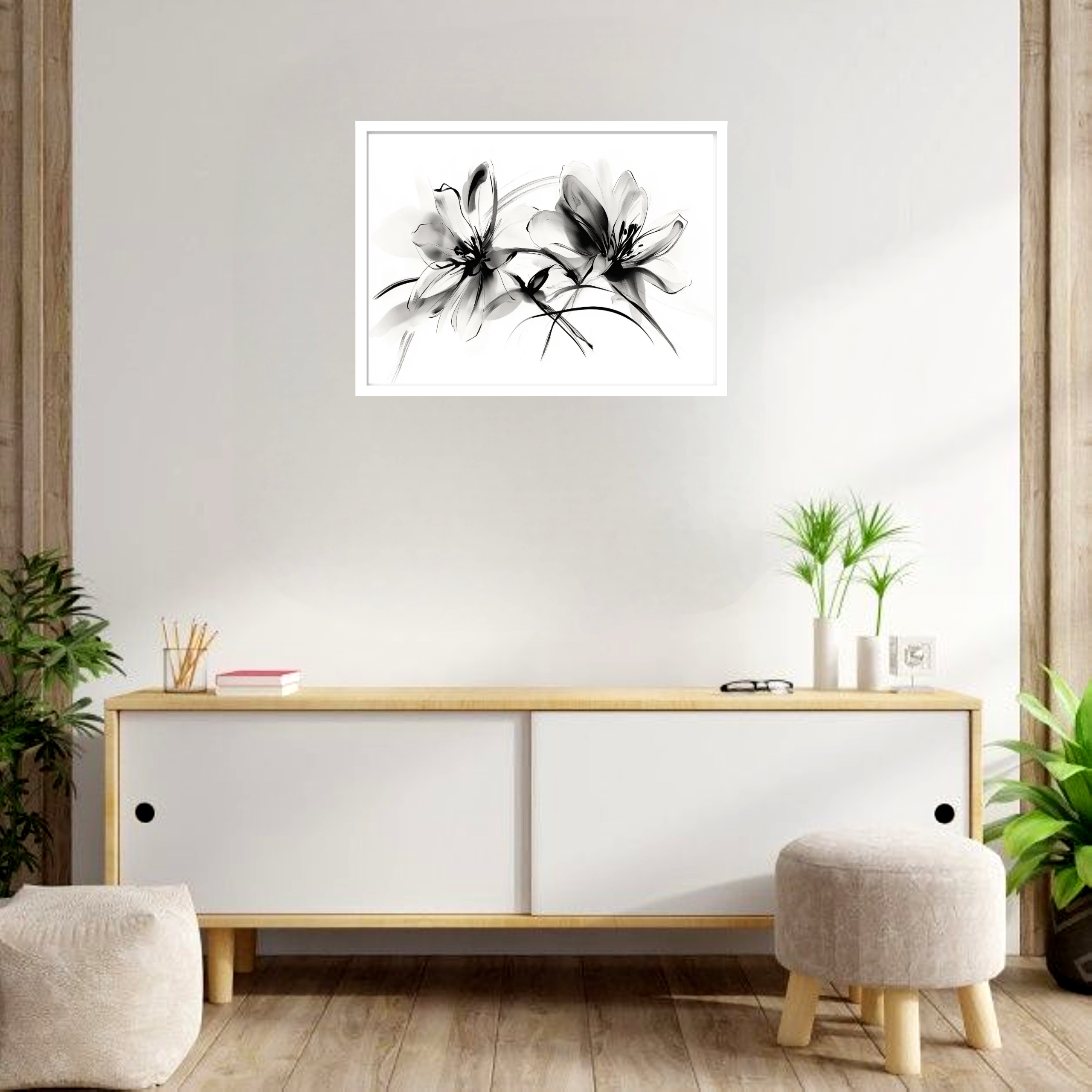 Quadro Decorativo Flores Gráfico - 50x70 cm