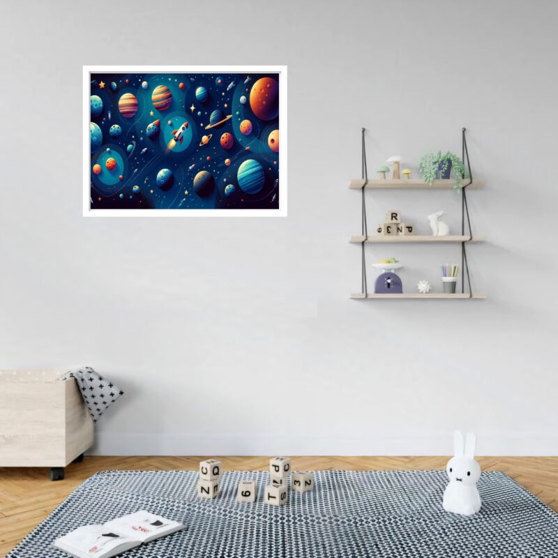 Quadro Decorativo Foguete Espaço - 50x70 cm
