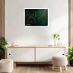 Quadro Decorativo Folhagem Linha Dourada - 50x70 cm